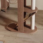 Contemporary Creative Round Rubberwood Solid Wood Acrylic Sisal Cat Tree 4-Tier For Living Room