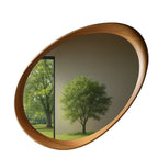 Traditional Vintage Oval Rubberwood Solid Wood Tempered Glass Wall Mirror For Bedroom