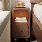 Mesita de Noche Rectangular Escandinava Contemporánea de MDF Ultrafino con 1/2 Cajón para Dormitorio