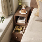 Mesita de Noche Rectangular Escandinava Contemporánea de MDF Ultrafino con 1/2 Cajón para Dormitorio