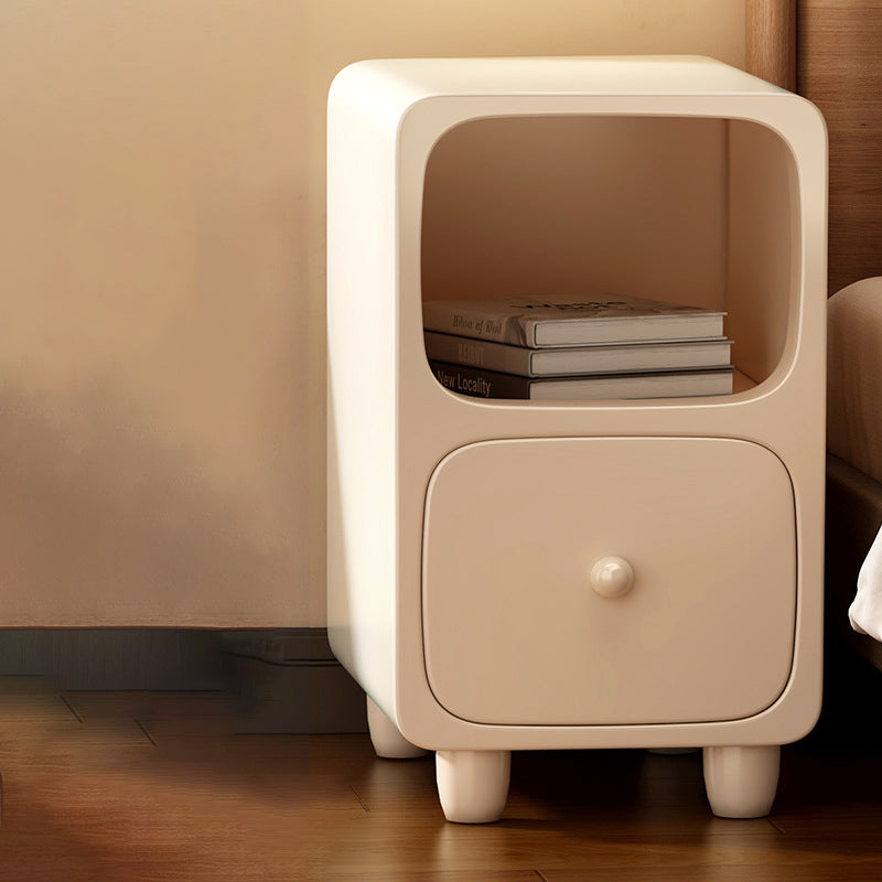 Mesita de Noche Rectangular Escandinava Contemporánea de MDF Ultrafino con 1/2 Cajón para Dormitorio