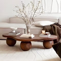 Traditional Vintage Round Cloud-Shaped Solid Pine Wood Carbon Steel Coffee Table For Living Room