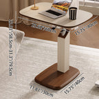 Mesa auxiliar giratoria escandinava contemporánea de altura regulable de tablero de fibra de densidad media con cuero de silla rectangular para sala de estar
