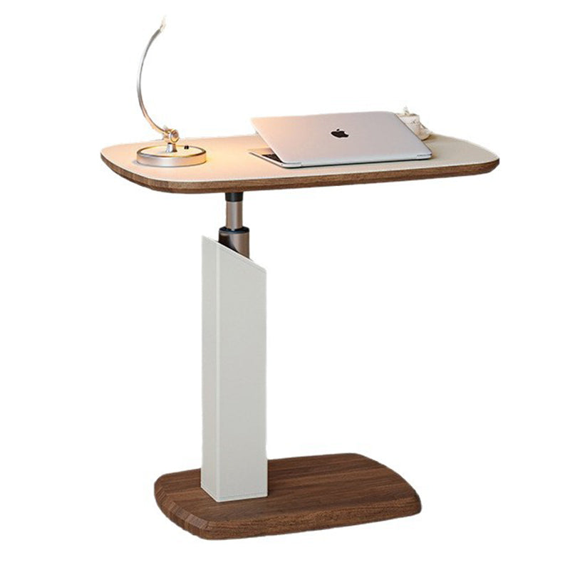 Mesa auxiliar giratoria escandinava contemporánea de altura regulable de tablero de fibra de densidad media con cuero de silla rectangular para sala de estar