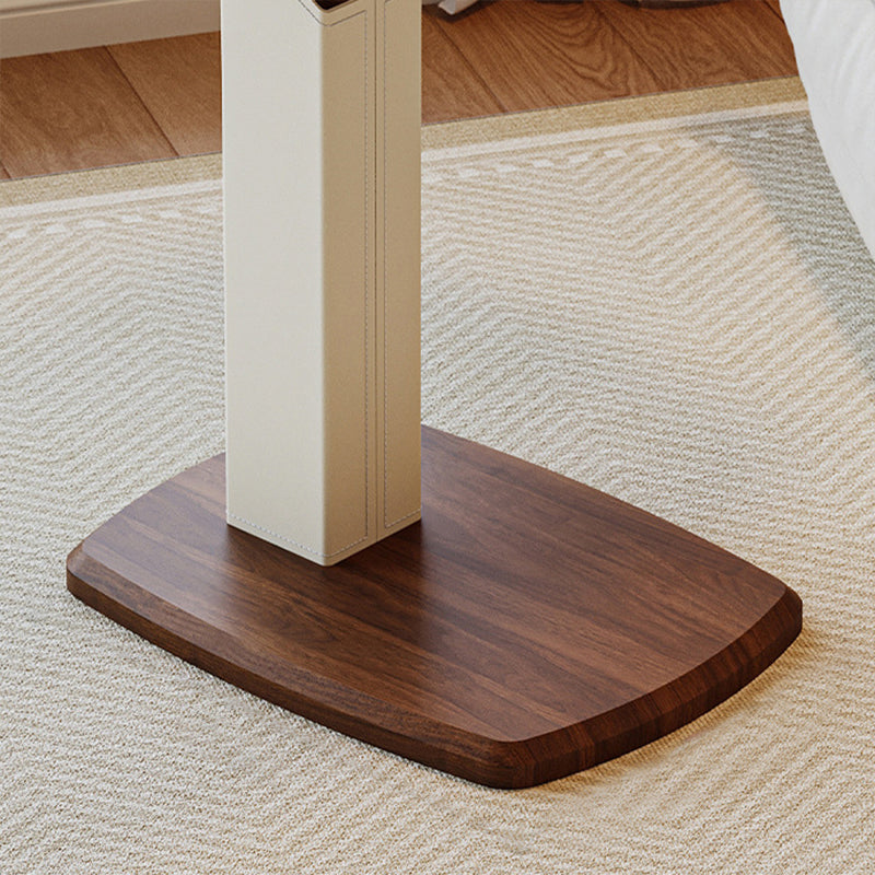 Mesa auxiliar giratoria escandinava contemporánea de altura regulable de tablero de fibra de densidad media con cuero de silla rectangular para sala de estar