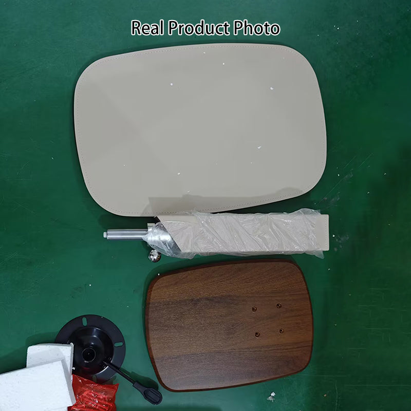 Mesa auxiliar giratoria escandinava contemporánea de altura regulable de tablero de fibra de densidad media con cuero de silla rectangular para sala de estar