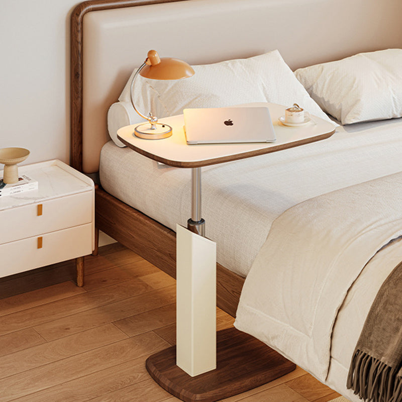 Mesa auxiliar giratoria escandinava contemporánea de altura regulable de tablero de fibra de densidad media con cuero de silla rectangular para sala de estar