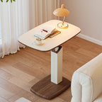 Mesa auxiliar giratoria escandinava contemporánea de altura regulable de tablero de fibra de densidad media con cuero de silla rectangular para sala de estar