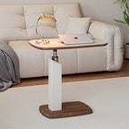 Mesa auxiliar giratoria escandinava contemporánea de altura regulable de tablero de fibra de densidad media con cuero de silla rectangular para sala de estar