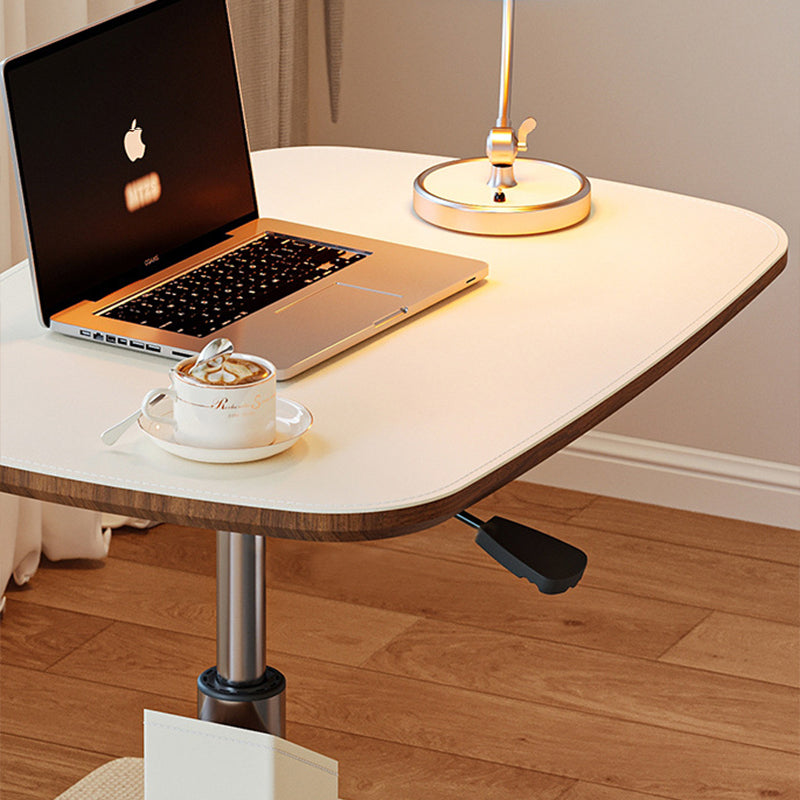 Mesa auxiliar giratoria escandinava contemporánea de altura regulable de tablero de fibra de densidad media con cuero de silla rectangular para sala de estar