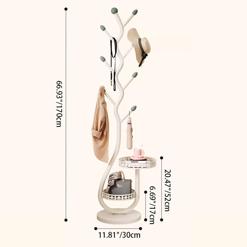 Contemporary Creative Round Tree-Shaped Carbon Steel Marble Hall Tree For Bedroom & Entryways