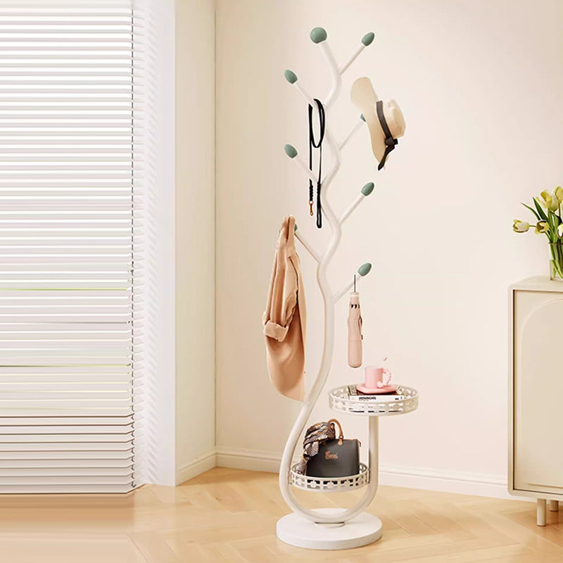 Contemporary Creative Round Tree-Shaped Carbon Steel Marble Hall Tree For Bedroom & Entryways