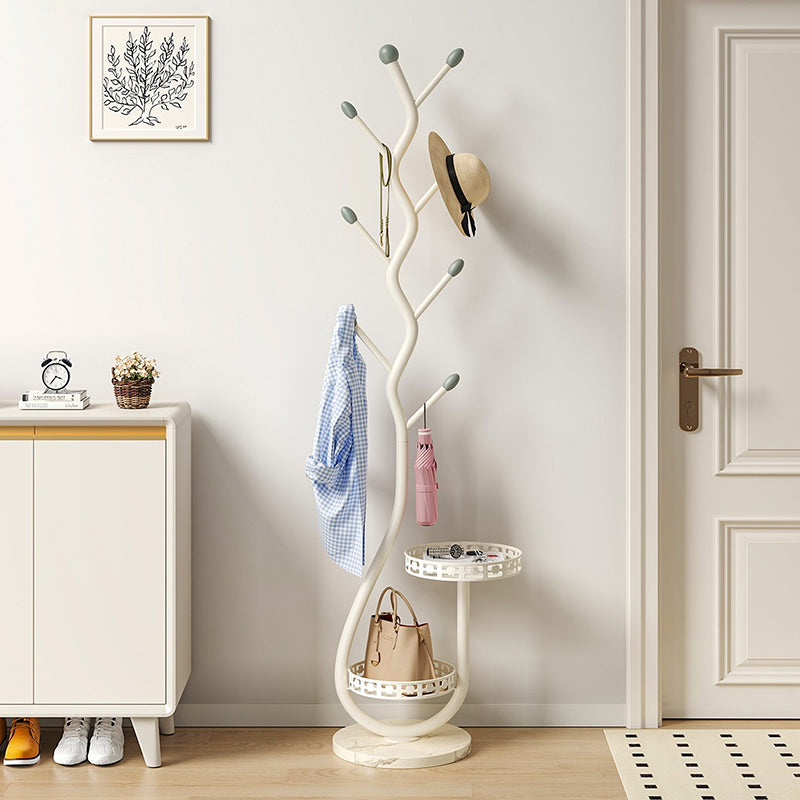 Contemporary Creative Round Tree-Shaped Carbon Steel Marble Hall Tree For Bedroom & Entryways