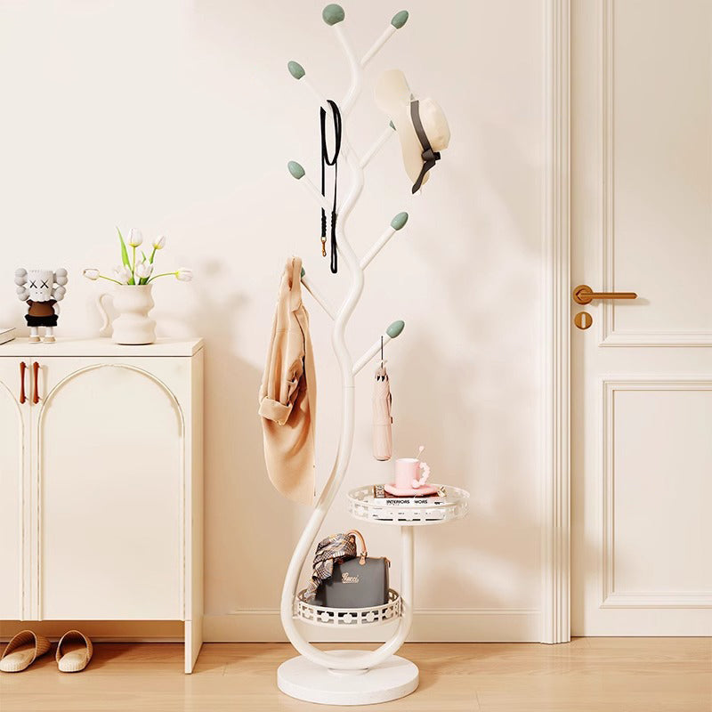 Contemporary Creative Round Tree-Shaped Carbon Steel Marble Hall Tree For Bedroom & Entryways