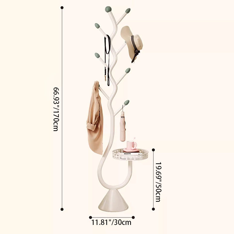 Contemporary Creative Round Tree-Shaped Carbon Steel Marble Hall Tree For Bedroom & Entryways
