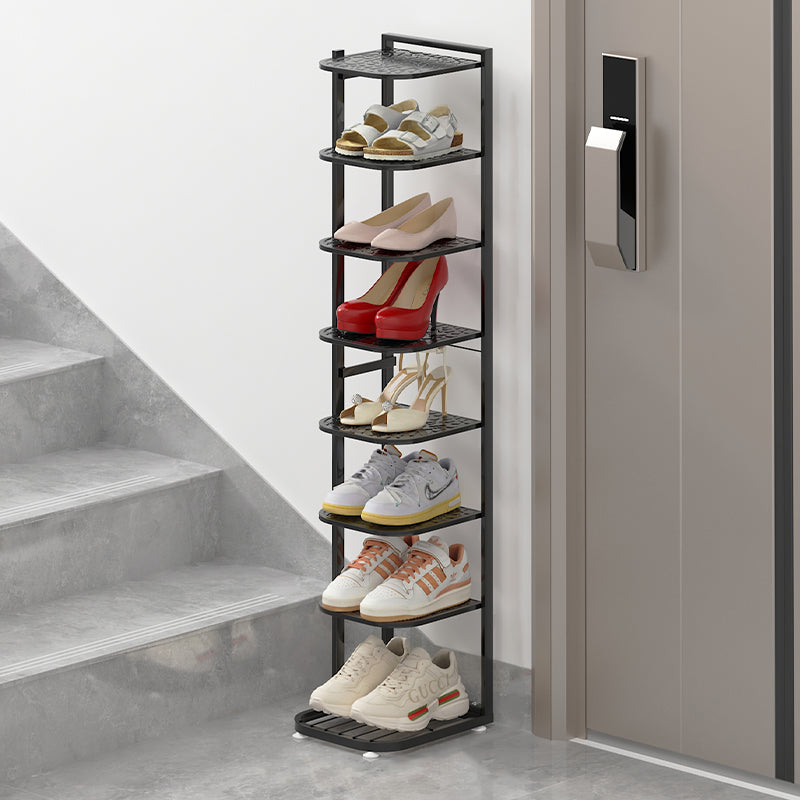 Modern Minimalist Square Pebble Pattern Iron Baking Paint Finish Shoe Storage 5/6/7/8/9/10-Tier For Entryways & Living Room
