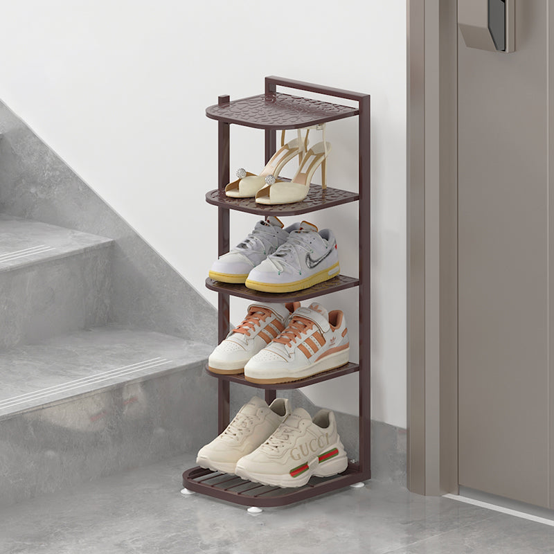 Modern Minimalist Square Pebble Pattern Iron Baking Paint Finish Shoe Storage 5/6/7/8/9/10-Tier For Entryways & Living Room