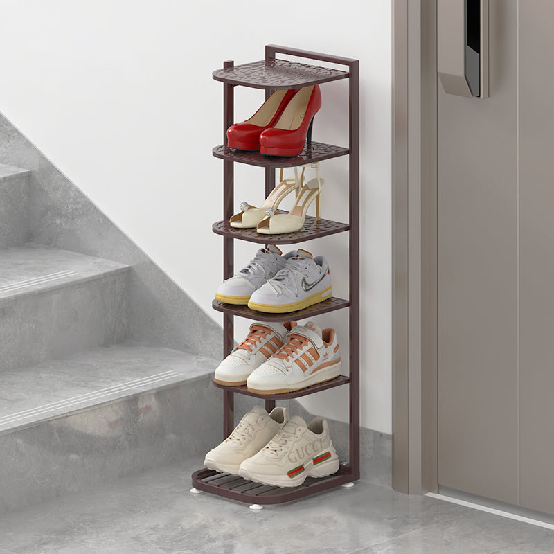 Modern Minimalist Square Pebble Pattern Iron Baking Paint Finish Shoe Storage 5/6/7/8/9/10-Tier For Entryways & Living Room