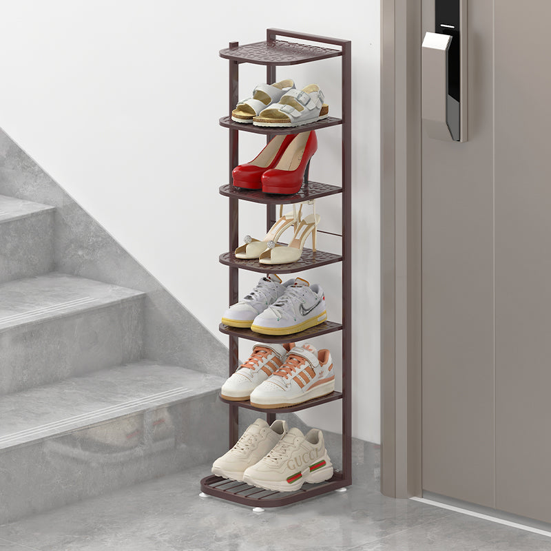 Modern Minimalist Square Pebble Pattern Iron Baking Paint Finish Shoe Storage 5/6/7/8/9/10-Tier For Entryways & Living Room