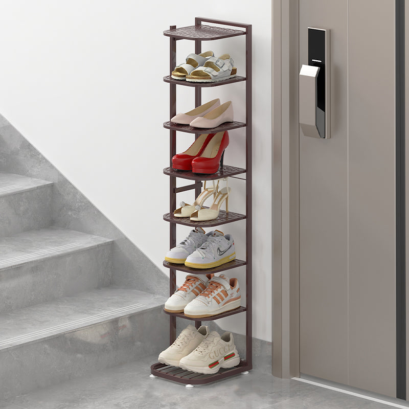 Modern Minimalist Square Pebble Pattern Iron Baking Paint Finish Shoe Storage 5/6/7/8/9/10-Tier For Entryways & Living Room