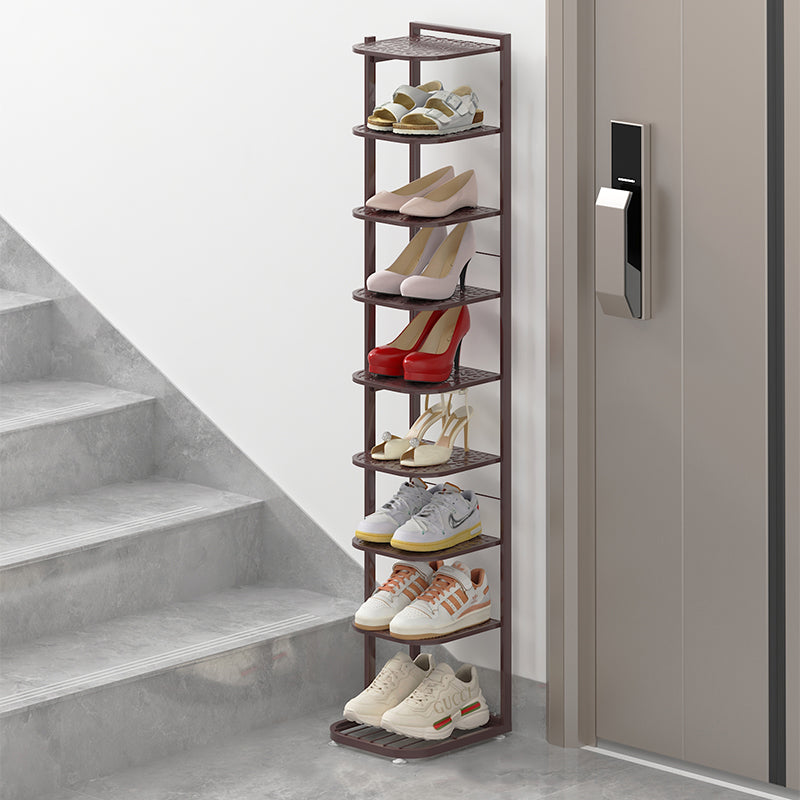 Modern Minimalist Square Pebble Pattern Iron Baking Paint Finish Shoe Storage 5/6/7/8/9/10-Tier For Entryways & Living Room