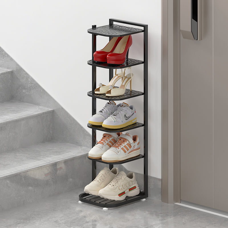 Modern Minimalist Square Pebble Pattern Iron Baking Paint Finish Shoe Storage 5/6/7/8/9/10-Tier For Entryways & Living Room