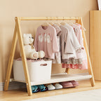 Contemporary Scandinavian Rectangular Natural Nan Bamboo Foldable Kids Hall Tree 2/4-Tier For Bedroom
