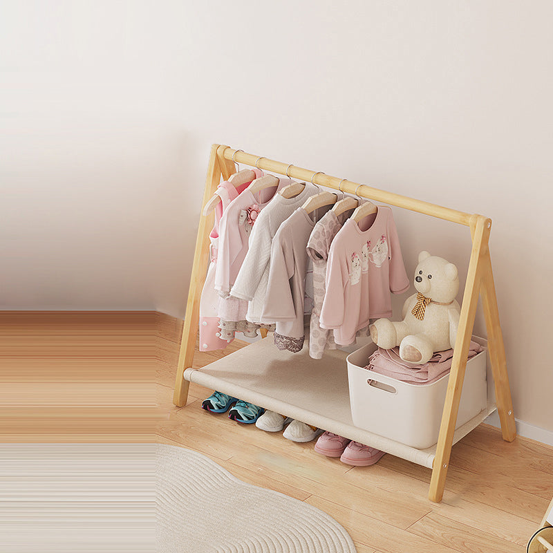 Contemporary Scandinavian Rectangular Natural Nan Bamboo Foldable Kids Hall Tree 2/4-Tier For Bedroom