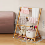 Contemporary Scandinavian Rectangular Natural Nan Bamboo Foldable Kids Hall Tree 2/4-Tier For Bedroom