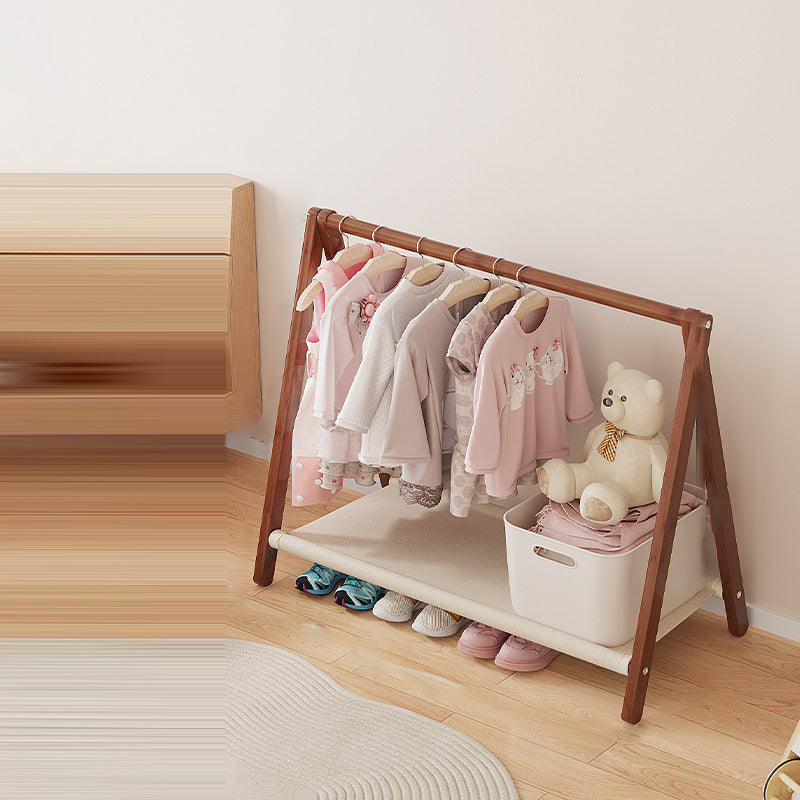 Contemporary Scandinavian Rectangular Natural Nan Bamboo Foldable Kids Hall Tree 2/4-Tier For Bedroom