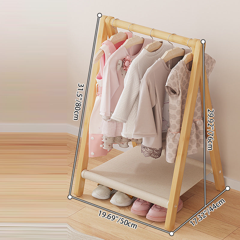 Contemporary Scandinavian Rectangular Natural Nan Bamboo Foldable Kids Hall Tree 2/4-Tier For Bedroom