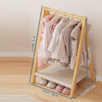 Contemporary Scandinavian Rectangular Natural Nan Bamboo Foldable Kids Hall Tree 2/4-Tier For Bedroom