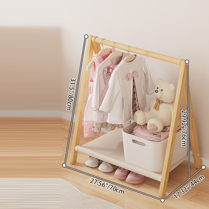 Contemporary Scandinavian Rectangular Natural Nan Bamboo Foldable Kids Hall Tree 2/4-Tier For Bedroom