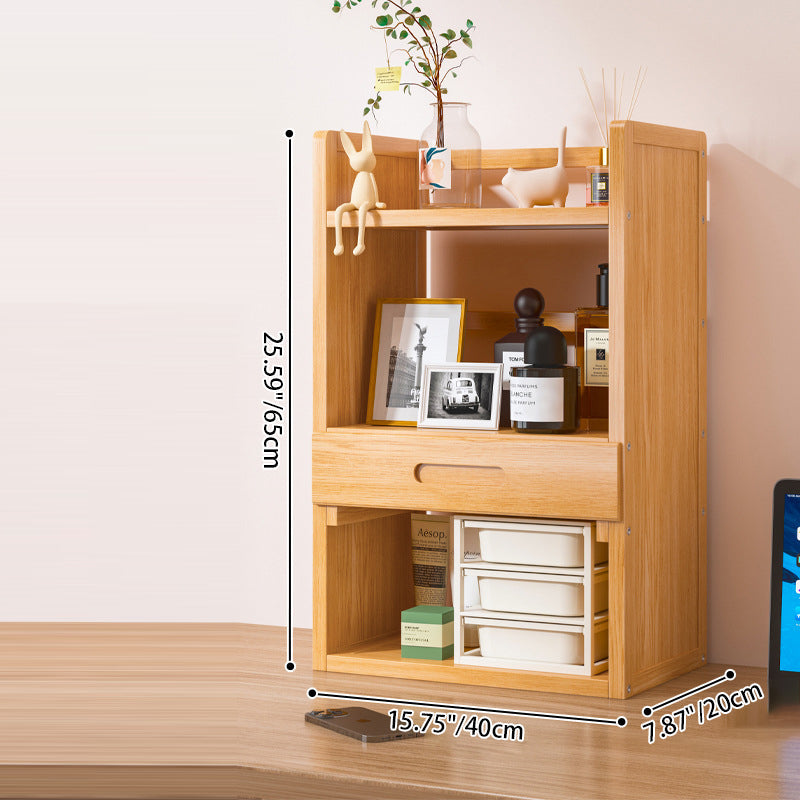 Estantería de almacenamiento rectangular contemporánea escandinava de bambú nan de fibra de densidad media con 2/3 niveles y 1 cajón para dormitorio y estudio