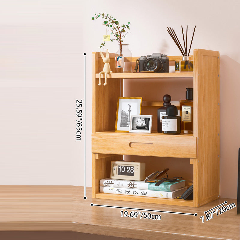 Estantería de almacenamiento rectangular contemporánea escandinava de bambú nan de fibra de densidad media con 2/3 niveles y 1 cajón para dormitorio y estudio