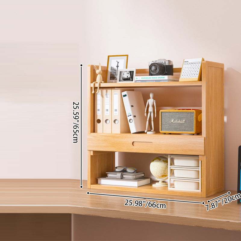 Estantería de almacenamiento rectangular contemporánea escandinava de bambú nan de fibra de densidad media con 2/3 niveles y 1 cajón para dormitorio y estudio