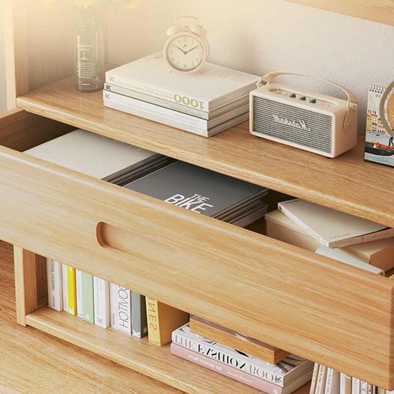 Estantería de almacenamiento rectangular contemporánea escandinava de bambú nan de fibra de densidad media con 2/3 niveles y 1 cajón para dormitorio y estudio