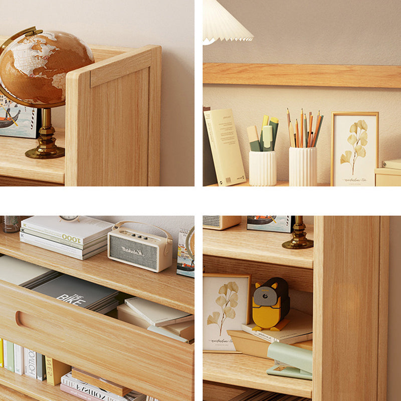 Estantería de almacenamiento rectangular contemporánea escandinava de bambú nan de fibra de densidad media con 2/3 niveles y 1 cajón para dormitorio y estudio