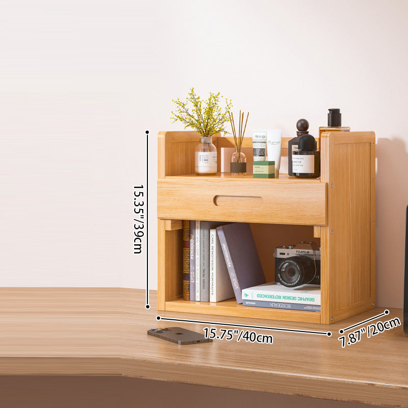 Estantería de almacenamiento rectangular contemporánea escandinava de bambú nan de fibra de densidad media con 2/3 niveles y 1 cajón para dormitorio y estudio