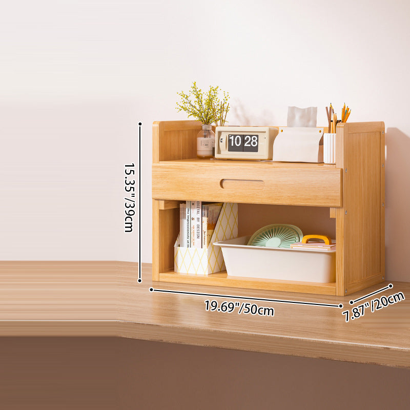 Estantería de almacenamiento rectangular contemporánea escandinava de bambú nan de fibra de densidad media con 2/3 niveles y 1 cajón para dormitorio y estudio