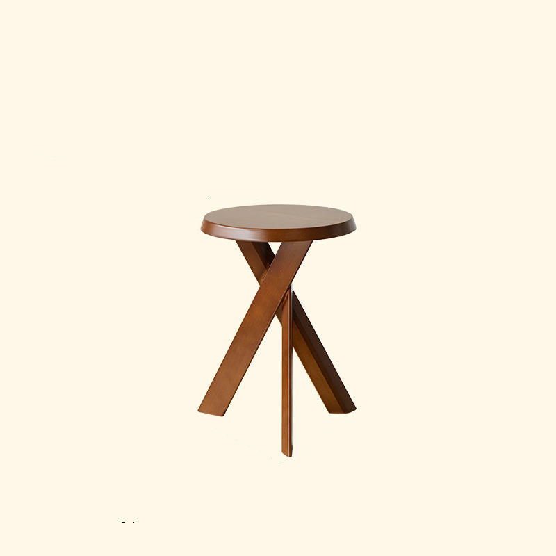 Classic Vintage Round Side Table in Solid Pine Wood – Traditional Living Room Accent