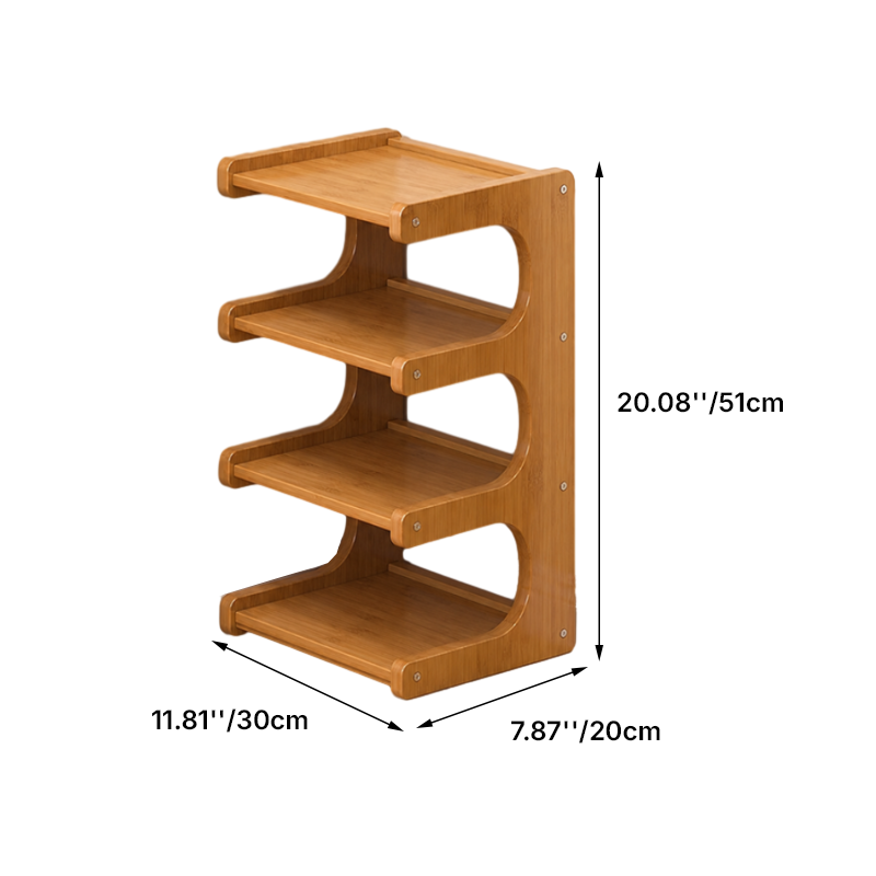 Estantería de almacenamiento/zapatero escandinavo contemporáneo rectangular de bambú nan de MDF, de 2/3/4/5/6 niveles para entradas y sala de estar