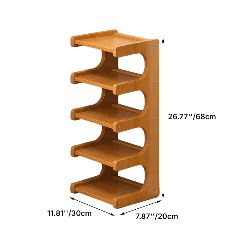Estantería de almacenamiento/zapatero escandinavo contemporáneo rectangular de bambú nan de MDF, de 2/3/4/5/6 niveles para entradas y sala de estar