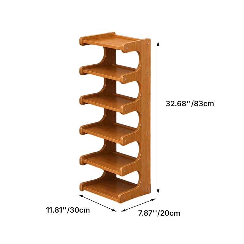 Estantería de almacenamiento/zapatero escandinavo contemporáneo rectangular de bambú nan de MDF, de 2/3/4/5/6 niveles para entradas y sala de estar