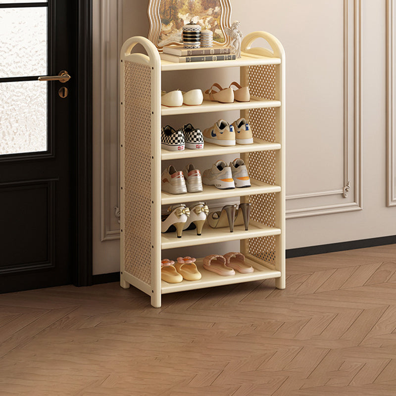 Traditional Vintage Rectangular PE Rattan Bamboo Medium-Density Fiberboard Storage Shelf Shoe Storage 5/6-Tier For Entryways & Living Room