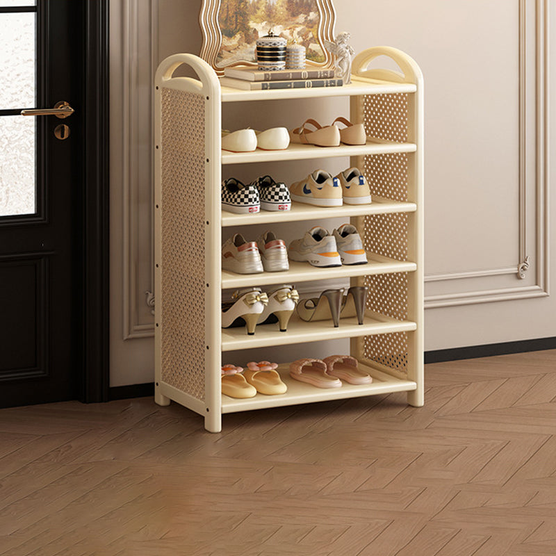 Traditional Vintage Rectangular PE Rattan Bamboo Medium-Density Fiberboard Storage Shelf Shoe Storage 5/6-Tier For Entryways & Living Room