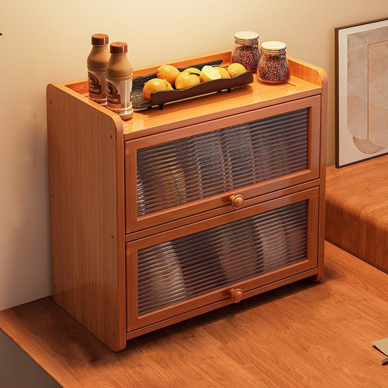 Contemporary Scandinavian Rectangular Nan Bamboo Medium-Density Fiberboard Acrylic PE Rattan Desktop Storage Shelf 2/3-Tier For Bedroom