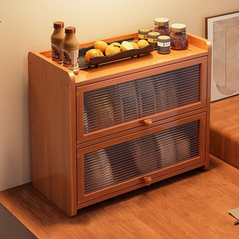 Contemporary Scandinavian Rectangular Nan Bamboo Medium-Density Fiberboard Acrylic PE Rattan Desktop Storage Shelf 2/3-Tier For Bedroom