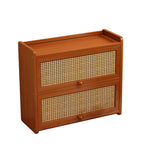 Contemporary Scandinavian Rectangular Nan Bamboo Medium-Density Fiberboard Acrylic PE Rattan Desktop Storage Shelf 2/3-Tier For Bedroom