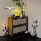 Contemporary Scandinavian Rectangular Nan Bamboo Medium-Density Fiberboard Acrylic PE Rattan Desktop Storage Shelf 2/3-Tier For Bedroom
